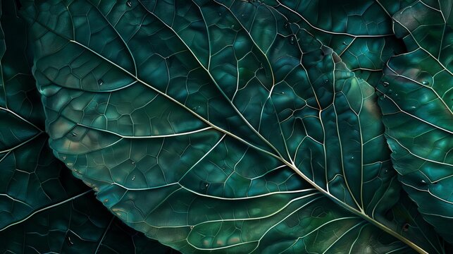 vibrant green leaf texture with intricate veins and patterns digital nature illustration