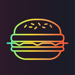 burger linear neon color illustration, hamburger logo