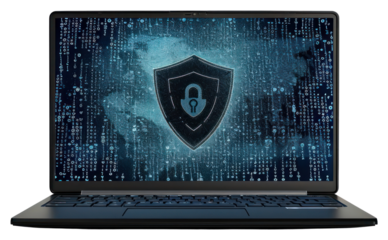 PNG Laptop shield cyber security electronics computer hardware.