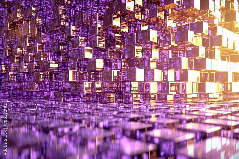 Poster Abstract background with structure of cubes. Colorful cubes texture for technology backdrop.
