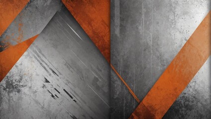 Peach and platinum grunge stripes abstract banner design. Geometric tech vector background with worn wall texture.