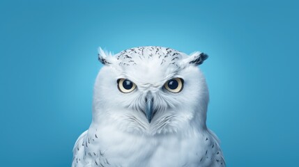 White snowy owl, face closeup front view