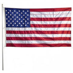 American flag waving isolated on white with clipping path
