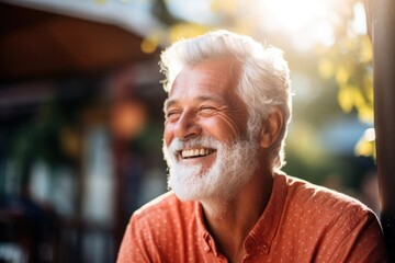 Face portrait of a smiling senior man