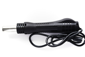 The heat gun of the soldering station. Soldering iron for electronic circuit boards on a white...