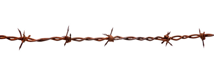 PNG Rusty barbed wire white background forbidden fence - obrazy, fototapety, plakaty