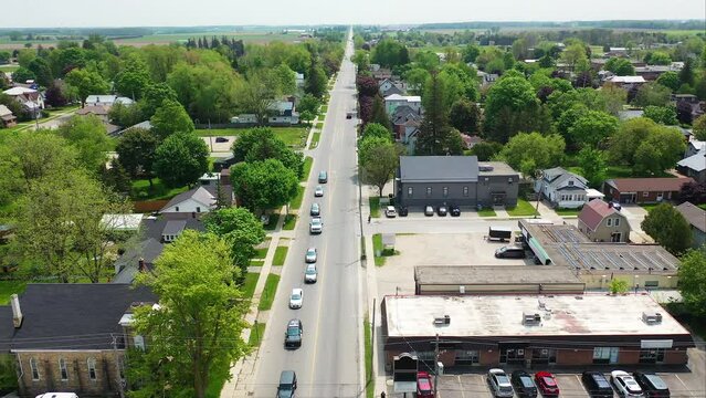 Aerial of Listowel, Ontario, Canada on summer day 4K
