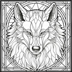 Stained Glass Wolf Coloring Page