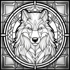 Stained Glass Wolf Coloring Page