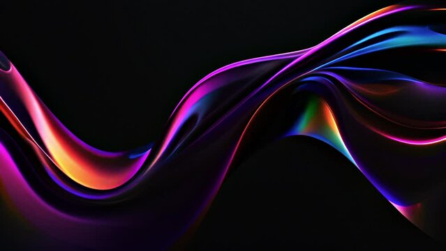 Vibrant abstract color wave on dark background. Slow motion holographic background. Live wallpaper best for yours video cover, opener, intro, presentation