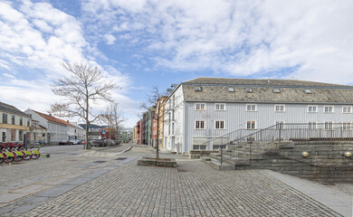 Walking along Nidelven (River) in a Spring mood in Trondheim city - 786576760