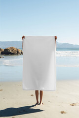 Beach towel png mockup, transparent design - obrazy, fototapety, plakaty