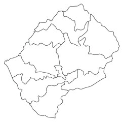 Obraz premium Outline of the map of Lesotho with regions