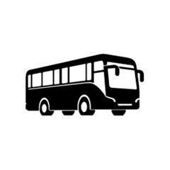   bus Icon vector black color silhouette, Black color silhouette white background