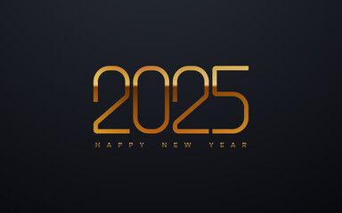 2025 Happy New Year Greeting Card Design. Vector Illustration With Golden 2025 Sign. - 786579566