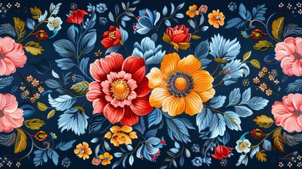Vintage cashmere floral pattern - obrazy, fototapety, plakaty