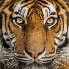 Close-up portrait of a tiger's face