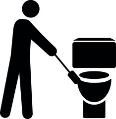 Man cleaning toilet icon. Toilet signs and symbols.