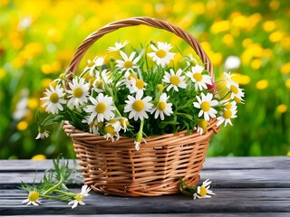 Fototapeta na wymiar basket of daisies