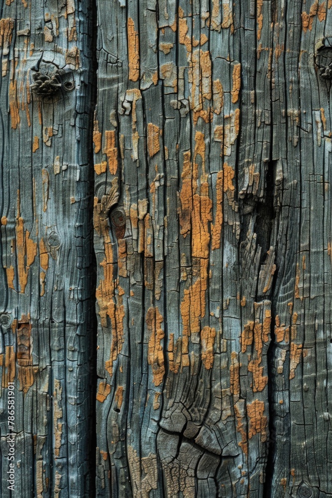 Poster close up of weathered wood with peeling paint. suitable for background or texture use