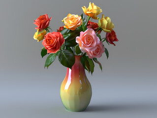 Elegant Rose in Colorful Vase: Captivating Beauty
