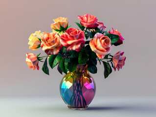 Elegant Rose in Colorful Vase: Captivating Beauty