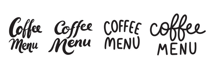 Collection of Coffee menu text icons. Hand drawn vector art.