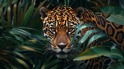 Jaguar in the tropical jungle