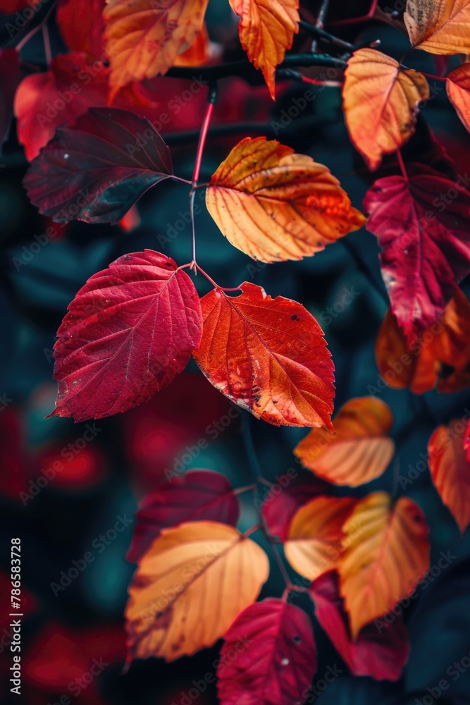 Poster detailed view of leaves on a tree, suitable for nature concepts