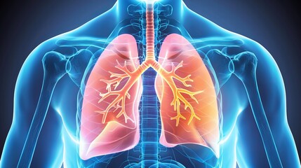 The human respiratory system consists of the lungs, which allow us to breathe. These lungs are located in our chest and are made up of tiny air sacs that allow oxygen to enter our bloodstream.