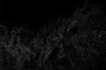 White texture on black background. Light pattern textured. Abstract grain noise. Water realistic effect. Illustration, EPS 10.