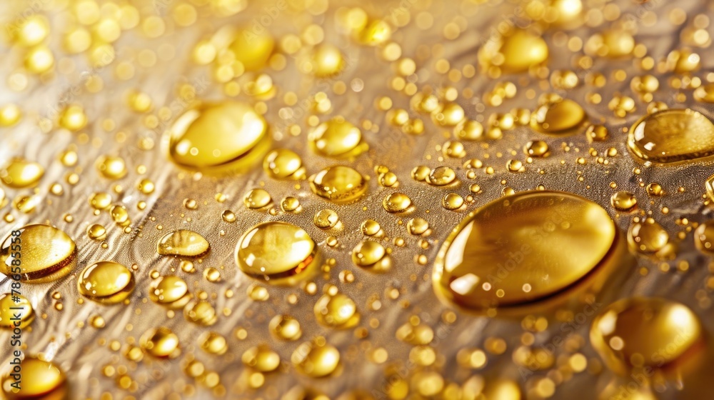 Poster close up of water droplets on a surface, suitable for various projects