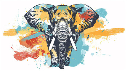 elefante  estilo estampa - obrazy, fototapety, plakaty