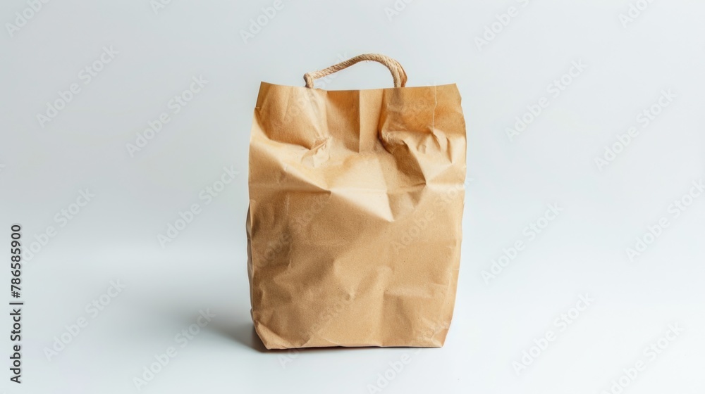 Poster brown paper bag sitting on top of a table, suitable for various concepts and projects