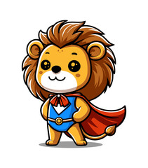 cartoon character of lion super hero - brown and yellow (artwork 5)
