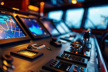 Wheelhouse in modern cruise ship