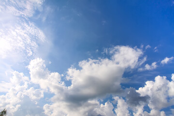 Sky with white clouds. Cloudy weather in summer day.