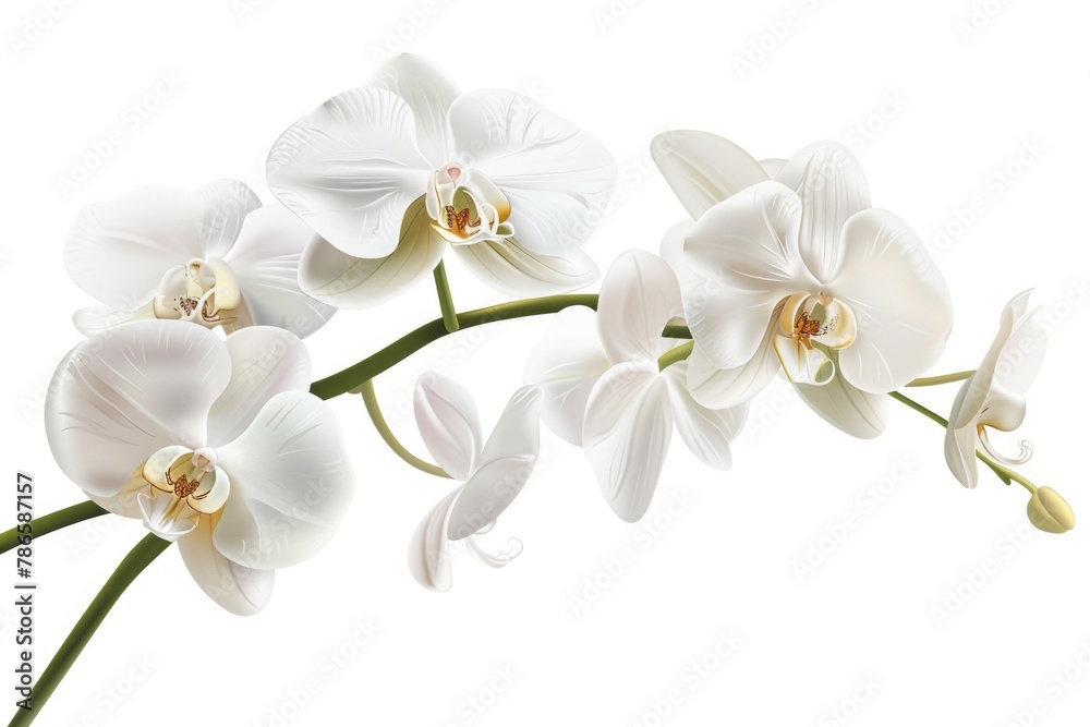 Poster close up of a white flower on a stem. suitable for nature concepts