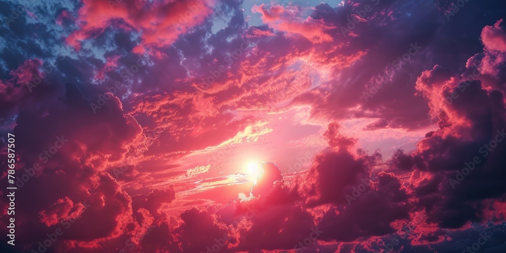 Aufkleber Sun setting behind clouds, suitable for various projects