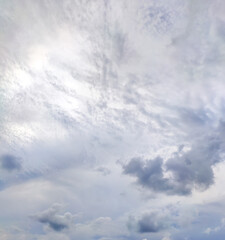 Sky with white clouds. Cloudy weather in summer day.