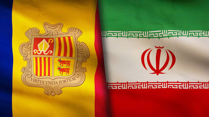 Iran and Andorra flag - obrazy, fototapety, plakaty