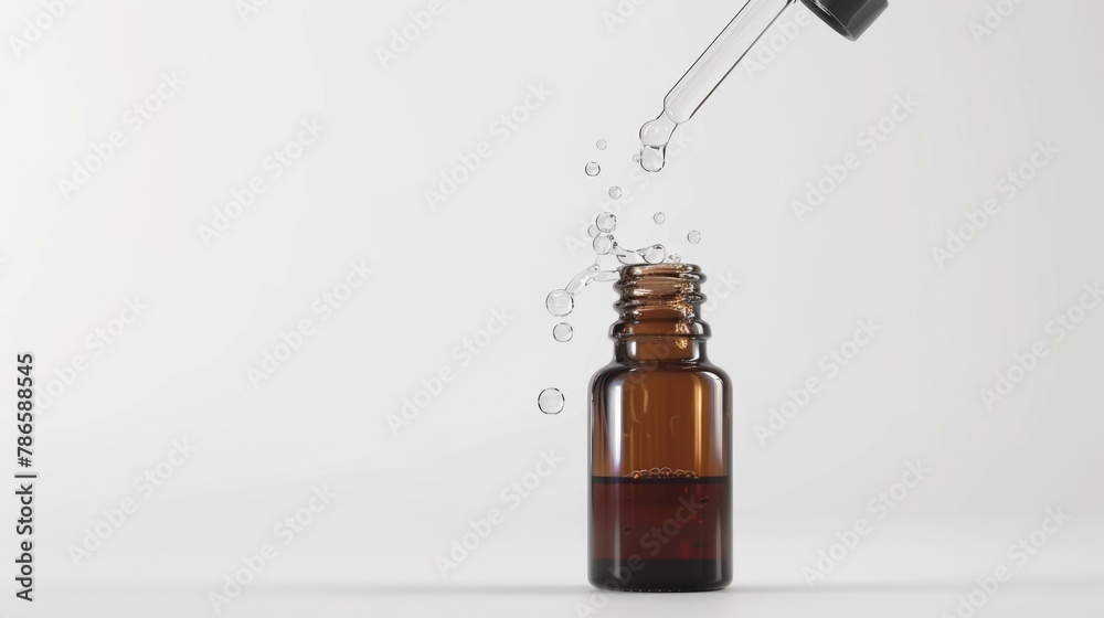 Poster a droplet of liquid coming out of a bottle, suitable for various design projects