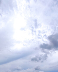 Sky with white clouds. Cloudy weather in summer day.
