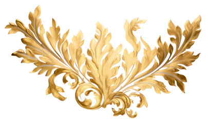 PNG  Leaves ornament pattern gold creativity - obrazy, fototapety, plakaty