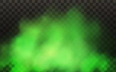 Foto op Canvas Green stink bad smell, smoke or poison gases,chemical toxic vapour.Vector realistic set of stench breath or sweat odor isolated on transparent checkered background.  © gala