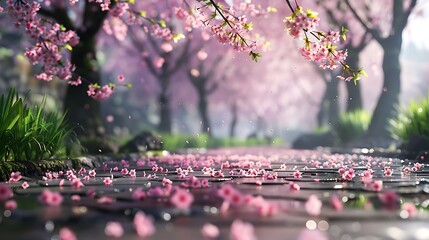 Spring Cherry Blossom Background,春の桜の背景,Generative AI - obrazy, fototapety, plakaty