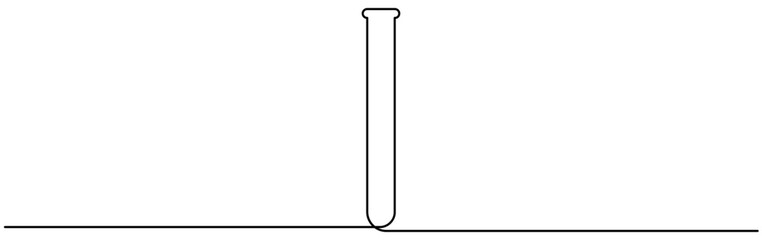 Chemical flask continuous line drawing. Science lab tube linear symbol. Vector illustration isolated on white.