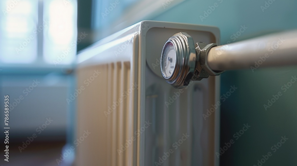 Poster detailed view of a radiator in a room. suitable for home improvement projects