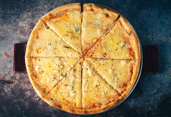 Obraz na płótnie Canvas italian food slice cheeses close up cenit dinner dish gourmet 