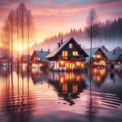 Fototapeta premium house on the lake